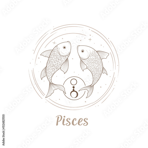Pisces zodiac illustration with fish design