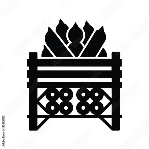 Outdoor Firewood Rack Icon Vector Illustration