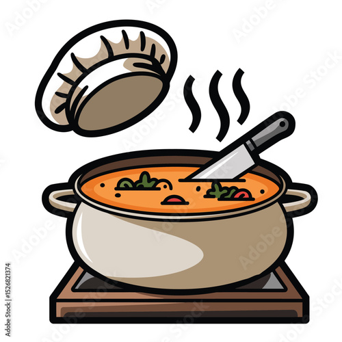vector icons cooking food chef hat include a pizza slice, a sushi roll, spaghetti and meatballs, a curry bowl burger , fish 
