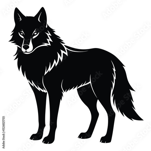 Majestic black wolf silhouette standing proudly