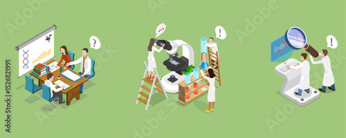 3D Isometric Flat Vector Illustration of Medical Laboratory, Theoretical Phase Of Medical Research