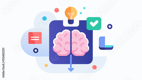 Daily Dose of Brain Boost A daily brain exercise app that offers a variety of memory games problemsolving challenges and puzzles to keep the brain sharp and healthy.. Vector illustration