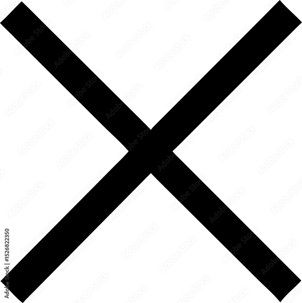 Obraz premium Bold black cross symbol graphic for rejection cancellation or error display