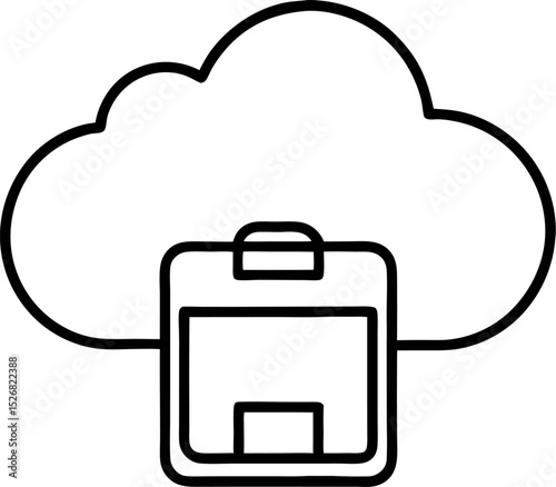 Cloud computing and data storage conceptual icon with clear outline style