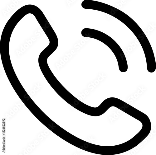 Simple black and white icon of a phone call symbol with sound waves