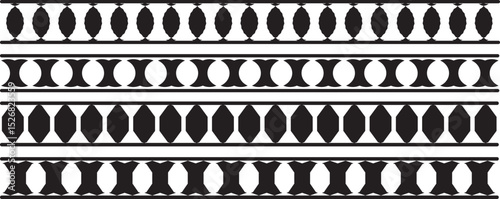 Scalloped border. illustration isolated on white background. dividers. Simple scalloped border. Repeat cute vintage frill ornament. Vector Scalloped edge seamless set. borders and black