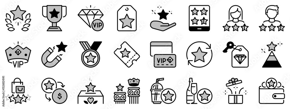 Fototapeta premium Icons in two tones about loyalty program