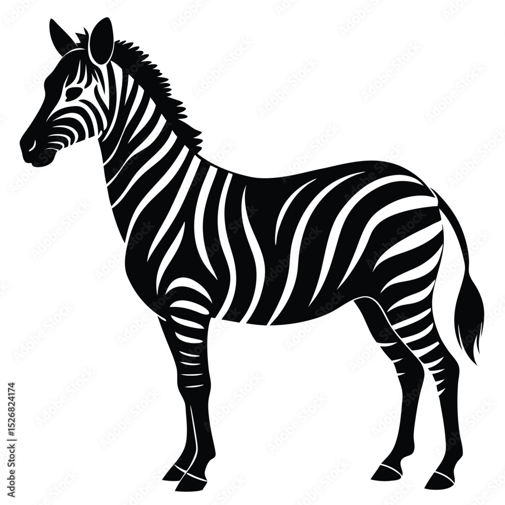 Fototapeta premium Elegant black and white zebra silhouette illustration