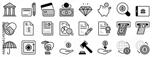 Icons in two tones about finances