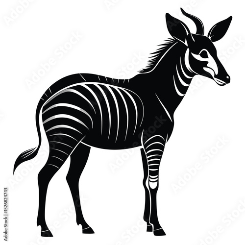Elegant black silhouette of a mountain zebra