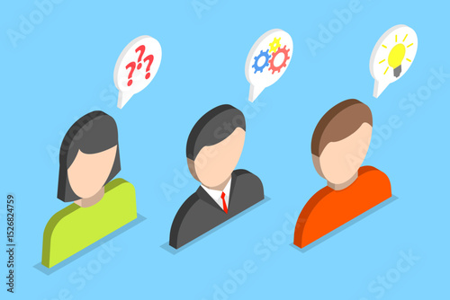 3D Isometric Flat Vector Illustration of Solving A Problem, Mental Process Of Cognition