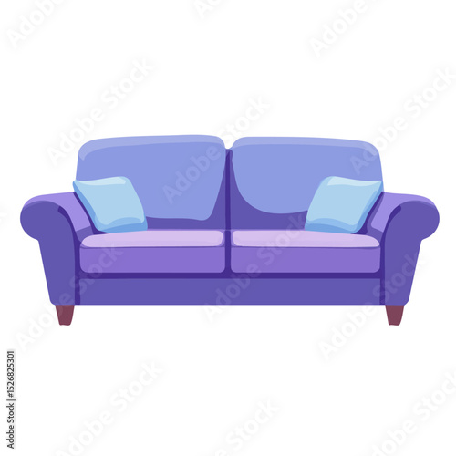 Sofa 2D flat vector illustration, isolated on a white background.