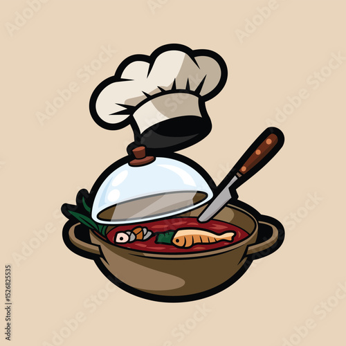 vector icons cooking food chef hat include a pizza slice, a sushi roll, spaghetti and meatballs, a curry bowl burger , fish 
