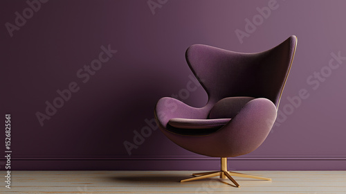 Modern Colorful Chair in Minimal Interior with Copy Space – Swivel or Static Furniture Design for Contemporary Living Room or Office Decor