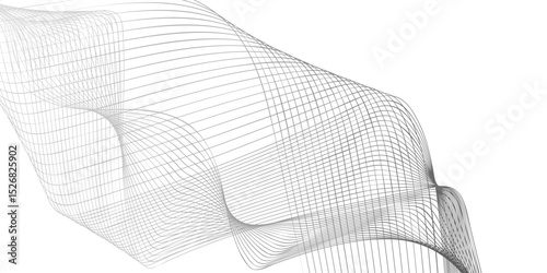 Abstract color smooth stripe dynamic wave line on a white stylized line art background. Modern abstract white wave digital geometric Technology. Modern backdrop design for business, presentation,