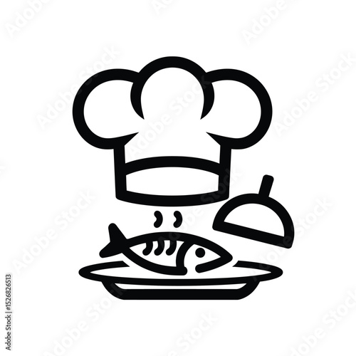 vector icons cooking food chef hat include a pizza slice, a sushi roll, spaghetti and meatballs, a curry bowl burger , fish 
