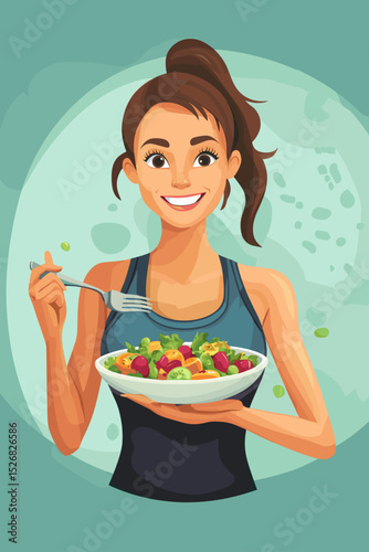 Healthy woman enjoying a fresh salad