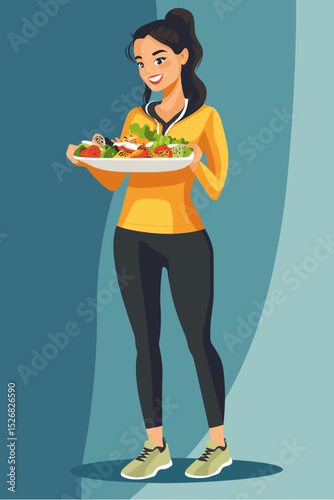Healthy woman enjoying a fresh salad