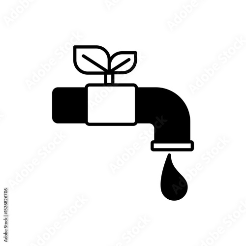 water tap icon with leaf, ecology icon, eco friendly, simple flat style, vector illustration, symbol, design logo template pictogram, for ui or ux isolated on white for mobile app, editable