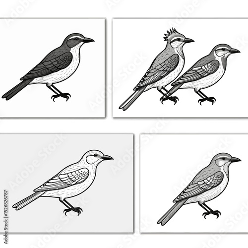 Wallpaper Mural Bird Sketch Collection - Hand-Drawn Bird Illustrations - Detailed Bird Art - Bird Line Art - Ornithology Illustration - Bird Drawing for Print - Nature Inspired Art Torontodigital.ca