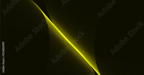 Golden Ratio: Abstract Elegance with Curving Lines on Black Background, Contemporary Art Deco Style for Minimalist Design and Modern Aesthetic with Gentle Curves