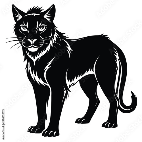 Majestic black cougar silhouette wildcat animal