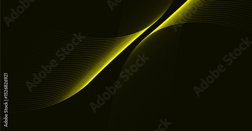 Dynamic Yellow Lines on Black: A Modern Abstract Background for Tech and Design Projects with Light Effects and Gradient Style, Perfect for Digital Art