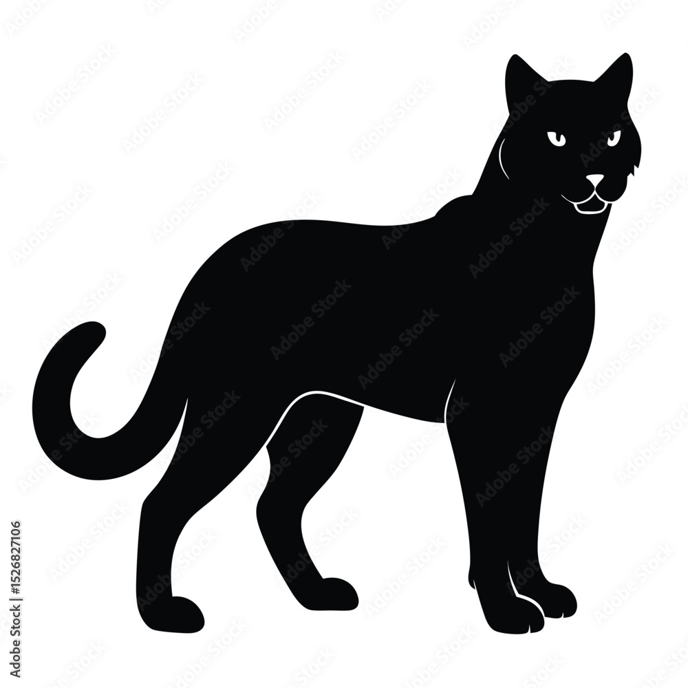 Majestic black cat silhouette standing proudly Majestic black cat silhouette standing proudly