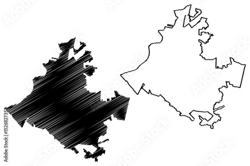 Torreon City (United Mexican States, Mexico, Coahuila State) map vector illustration, scribble sketch City of La Laguna map