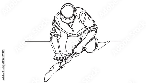 Continuous one single minimal line drawing worker
