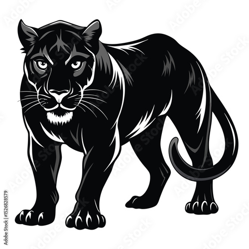 Majestic black panther standing proudly wild cat