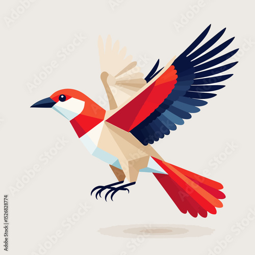 Geometric Bird Illustration-Abstract Bird Art Print-Modern Colorful Bird Design-Flying Bird Artwork-Origami Style Bird Image