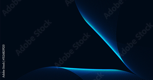 Elegant Blue Lines on Dark Backdrop: A Minimalist Abstract Design with Flowing, Curved Light Waves for Digital Art and Modern Backgrounds