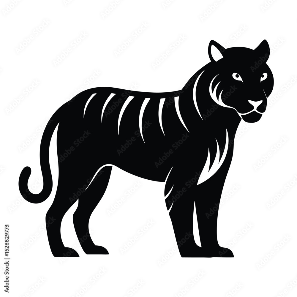 Obraz premium Majestic black tiger silhouette standing tall
