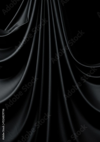 Elegant Black Drape Fabric 2025-05-17 - Luxurious black fabric, flowing folds, smooth texture, elegant drape, sophisticated design. Symbolizing mystery, elegance, power, sophistication, and luxury photo