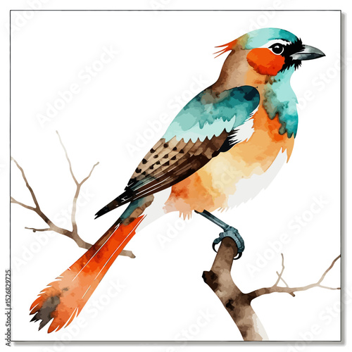 Watercolor Bird Painting - Colorful Bird Art Print - Bird on a Branch Illustration - Nature Inspired Wall Decor - Unique Bird Artwork - Ornithology Art