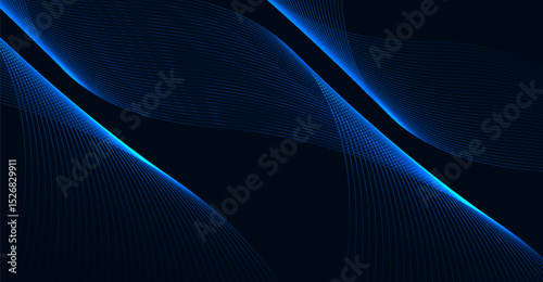 Dynamic Azure Wave Pattern: A Futuristic Background with Flowing Luminous Lines, Perfect for Tech, Design and Creative Projects, Blue Tint and Minimalistic