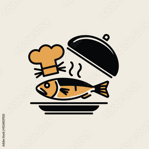 vector icons cooking food chef hat include a pizza slice, a sushi roll, spaghetti and meatballs, a curry bowl burger , fish 
