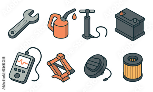 Automotive repair icons set – line style, car maintenance and service symbols