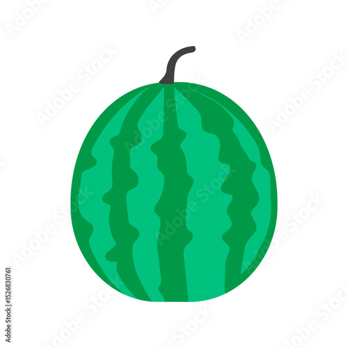 Fresh watermelon minimalist design on white isolated background. Simple, whole watermelon. Elements for summer banners, posters, and social media.
