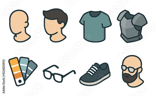 People and fashion icons set – outline, style and design elements for branding