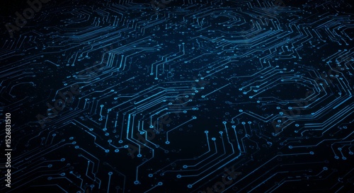 Futuristic Blue Circuit Board Texture - Abstract technology background, circuit, electronic texture, innovation concept, future technology