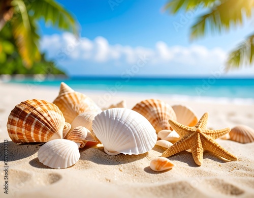 Seashells on tropical beach (1)