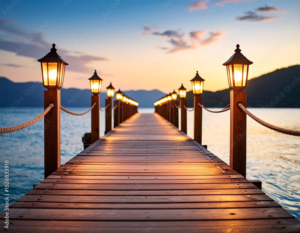 Obraz premium Wooden pier at sunset