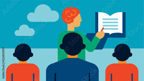 Attending a lecture or taking a class on a topic of interest to stimulate the brain and learn new information.. Vector illustration