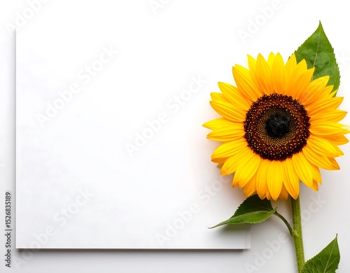 Sunflower on white paper