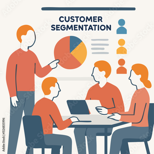 Flat Design Team Meeting About Customer Segmentation Presentation Illustration