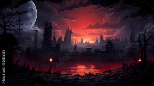 Post Apocalyptic Cityscape at Sunset: Pixel Art Digital Painting