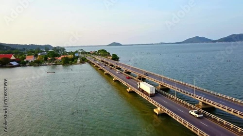 Wallpaper Mural Aerial View of Coastal Highway Bridge and Surrounding Landscape Torontodigital.ca