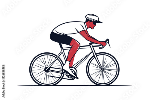 Minimalist Vector Illustration of a Cyclist